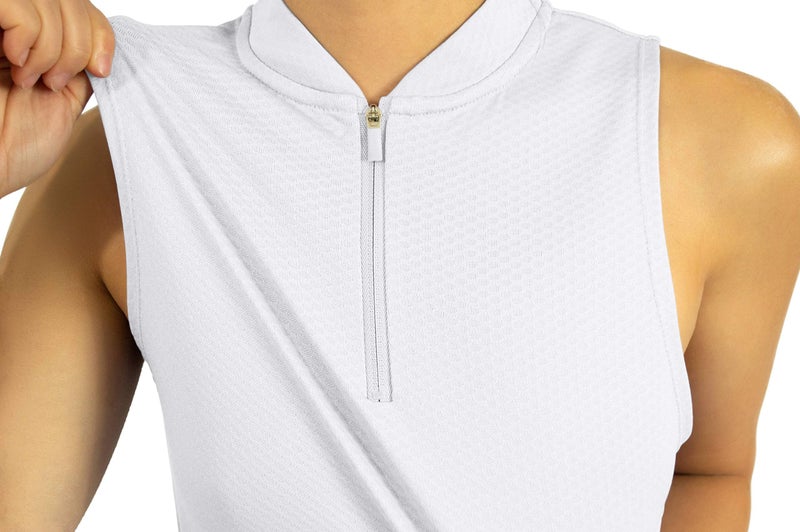 Three Sixty Six Womens Sleeveless Collarless Golf Polo Shirt with Zipper - Quick Dry Tank Tops for Women White - Image 3